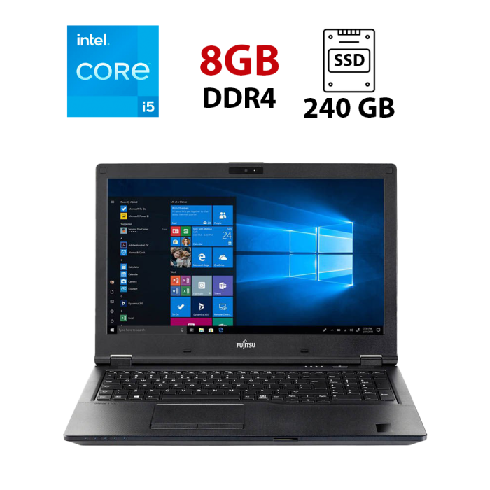 Ультрабук Fujitsu Lifebook E559 / 15.6" (1920x1080) IPS / Intel Core i5-8250U (4 (8) ядра по 1.6 - 3.4 GHz) / 8 GB DDR4 / 240 GB SSD / Intel UHD Graphics 620 / WebCam / LTE б/в - зображення 1