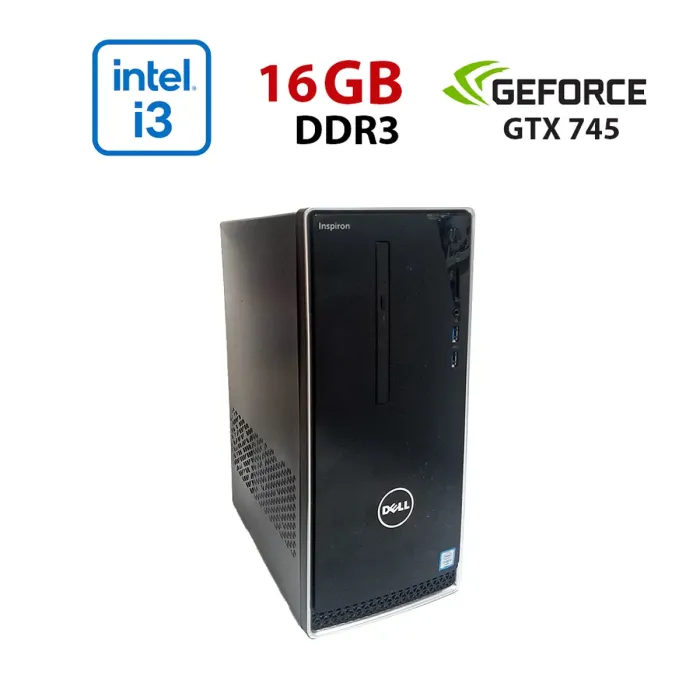 Ігровий ПК Dell Inspirion 3650 / Intel Core i3-6100 (2 (4) ядра по 3,7 ГГц) / 16 ГБ DDR3 / 256 ГБ SSD / nVidia GeForce GTX 745, 2 ГБ GDDR3, 128-біт / Wi-Fi+Bluetooth / DVD / Win 10 Home Lic б/в - зображення 1