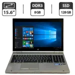 Ноутбук Б-клас HP EliteBook 8560p / 15.6" (1600x900) TN / Intel Core i3-2310M (2 (4) ядра по 2.1 GHz) / 8 GB DDR3 / 128 GB SSD / Intel HD Graphics 3000 / WebCam / DVD-ROM б/в