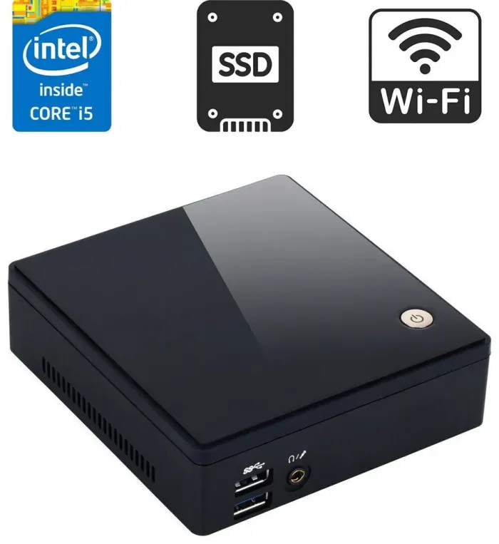 Неттоп Gigabyte Brix (GB-BXi5-5200) USFF / Intel Core i5-5200U (2 (4) ядра по 2.2 - 2.7 GHz) / 8 GB DDR3 / 120 GB SSD / Intel HD Graphics 5500 / HDMI / miniDP / Wi-Fi / Блок живлення в комплекті б/в - зображення 1