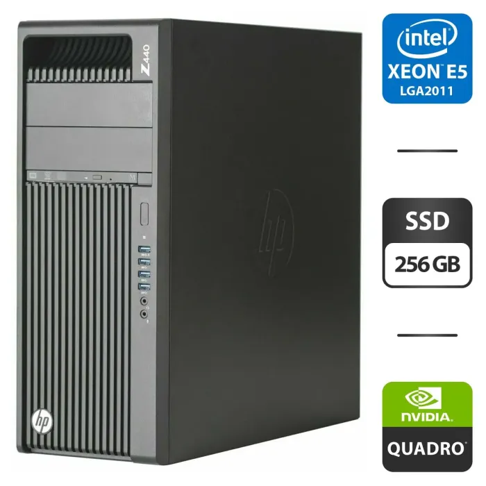 Робоча станція Б-клас HP Z440 Workstation Tower / Intel Xeon E5-2683 v3 (14 (28) ядер по 2.0 - 3.0 GHz) / 32 GB DDR4 / 256 GB SSD / nVidia Quadro K2200, 4 GB GDDR5, 128-bit / DVD-ROM б/в - зображення 1