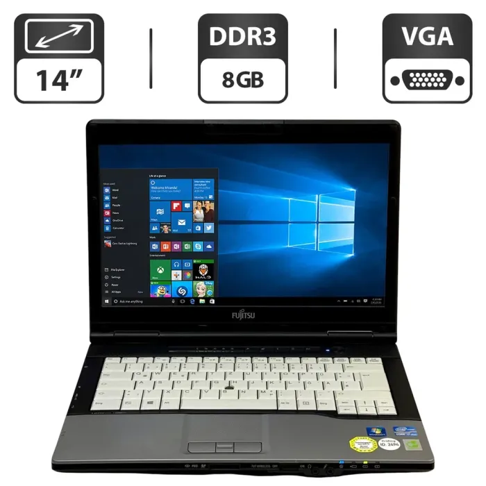 Ноутбук Б-клас Fujitsu LifeBook S782 / 14" (1366x768) TN / Intel Core i7-3540M (2 (4) ядра по 3.0 - 3.7 GHz) / 8 GB DDR3 / 500 GB HDD / Intel HD Graphics 4000 / WebCam / Windows 10 Pro б/в - зображення 1