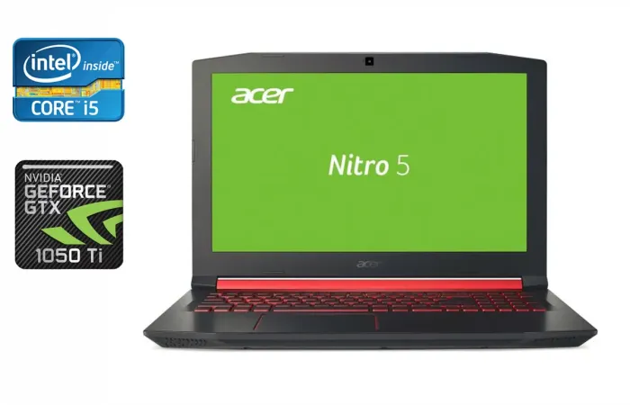 Ігровий ноутбук Acer Nitro 5 AN515-53 / 15.6" (1920x1080) IPS / Intel Core i5-8300H (4 (8) ядра по 2.3 - 4.0 GHz) / 16 GB DDR4 / 512 GB SSD / nVidia GeForce GTX 1050 Ti, 4 GB GDDR5, 128-bit / WebCam / HDMI б/в - зображення 1
