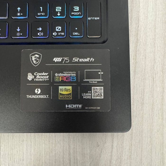 Ігровий ноутбук Б-клас MSI GS75 Stealth 10SE / 17.3" (1920x1080) IPS / Intel Core i7-10875H (8 (16) ядер по 2.3 - 5.1 GHz) / 16 GB DDR4 / 512 GB SSD NVMe / nVidia GeForce RTX 2060, 6 GB GDDR6, 192-bit / WebCam б/в - зображення 9