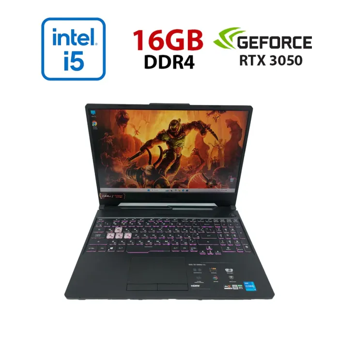 Ігровий ноутбук Asus TUF Gaming F15 / 15.6" (1920x1080) IPS / Intel Core i5-11400H (6 (12) ядер по 4,5 ГГц) / 16 ГБ DDR4 / 512 ГБ SSD M.2 NVMe / nVidia GeForce RTX 3050, 4 ГБ GDDR6, 128-біт / WebCam б/в - зображення 1