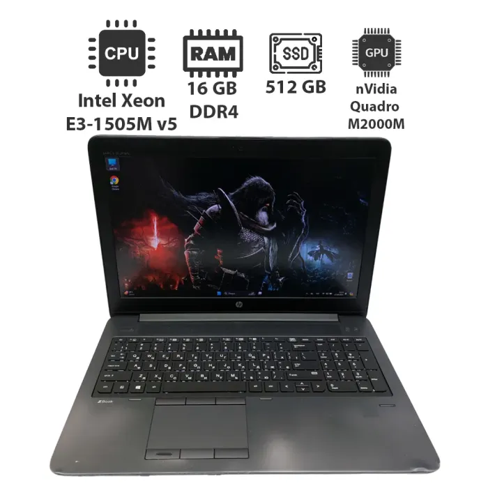 Мобільна робоча станція Б-клас HP ZBook 15 G3 / 15.6" (1920x1080) IPS / Intel Xeon E3-1505M v5 (4 (8) ядра по 2.8 - 3.7 GHz) / 16 GB DDR4 / 512 GB SSD / nVidia Quadro M2000M, 4 GB GDDR5, 128-bit / WebCam б/в - зображення 1
