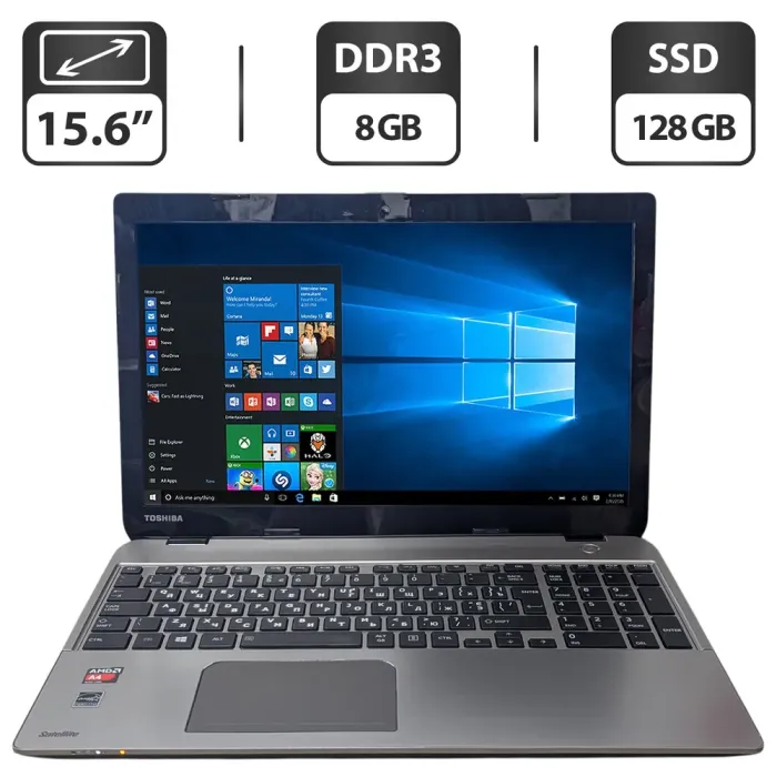 Ноутбук Toshiba Satellite C50D / 15.6" (1366x768) TN / AMD A4-5000 (4 ядра по 1.5 GHz) / 8 GB DDR3 / 128 GB SSD / AMD Radeon HD 8330 Graphics / WebCam б/в - зображення 1