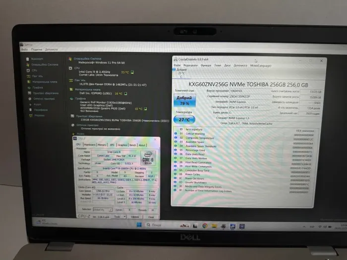 Мобільна робоча станція Б-клас Dell Precision 3551 / 15.6" (1920x1080) IPS / Intel Core i9-10885H (8 (16) ядер по 2.4 - 5.3 GHz) / 16 GB DDR4 / 256 GB SSD / nVidia Quadro P620, 4 GB GDDR5, 128-bit / WebCam / Win 11 б/в - зображення 9