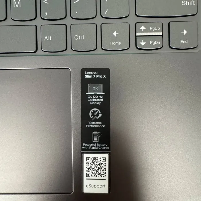 Ігровий ультрабук Lenovo Slim 7 ProX 14ARH7 / 14.5" (3072x1920) IPS Touch / AMD Ryzen 7 6800HS (8 (16) ядер по 3.2 - 4.7 GHz) / 16 GB DDR5 / 1000 GB SSD NVMe / nVidia GeForce RTX 3050, 4 GB GDDR6, 128-bit / WebCam б/в - зображення 9