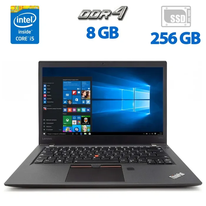 Ультрабук Б-клас Lenovo ThinkPad / 14" TN / Core i5-6300U (2(4) ядра 2.4-3GHz) / 8GB DDR4 / 256GB SSD / HD Graphics 520 / WebCam / HDMI б/в - зображення 1