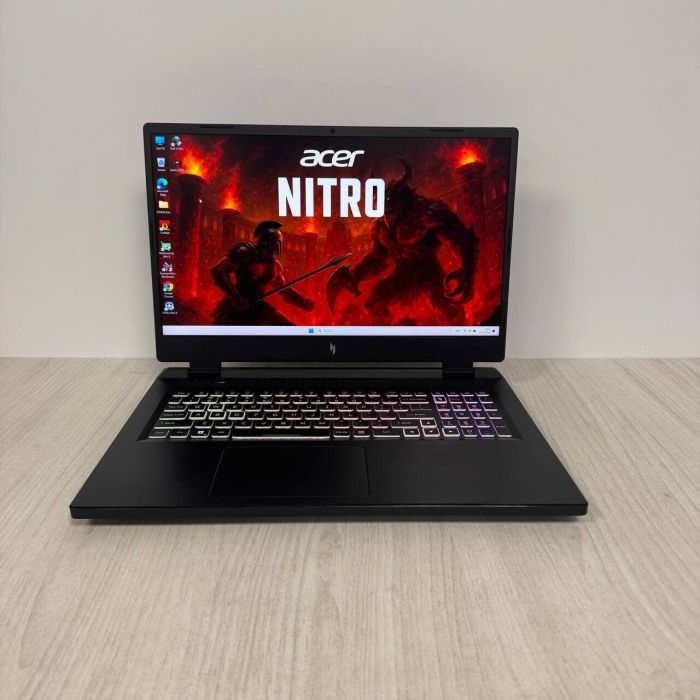 Ігровий ноутбук Б-класу Acer Nitro 17 AN17-51 / 17,3" (2560x1440) IPS / Intel Core i7-13700H (14 (20) ядер по 3,7 - 5,0 ГГц) / 16 ГБ DDR5 / 1000 ГБ SSD NVMe / nVidia GeForce RTX 4060, 8 ГБ GDDR6, 128-bit / WebCam б/в - изображение 2