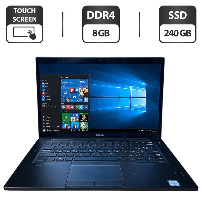 Ноутбук Dell Latitude 7480 / 14" (1920x1080) IPS Touch / Intel Core i7-6600U (2 (4) ядра по 2.6 - 3.4 GHz) / 8 GB DDR4 / 240 GB SSD / Intel HD Graphics 520 / WebCam б/в - изображение 1