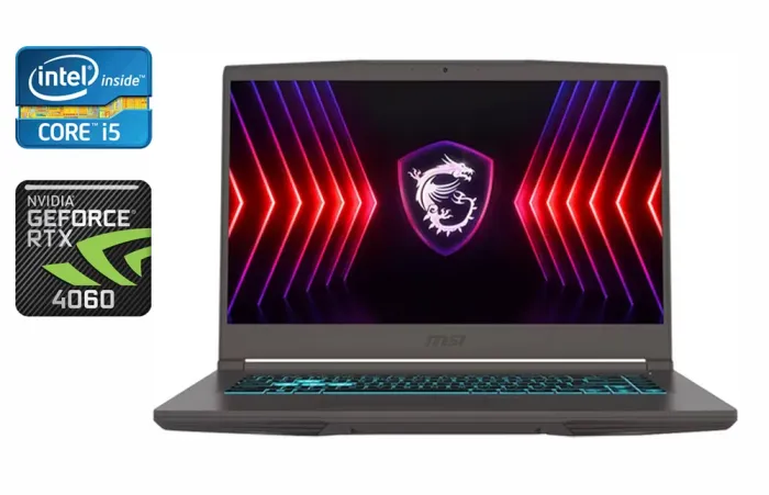 Ігровий ноутбук MSI Thin 15 B13vf / 15.6" (1920x1080) IPS / Intel Core i5-13420H (8 (12) ядер по 3,4 - 4,6 ГГц) / 16 ГБ DDR4 / 512 ГБ SSD / nVidia GeForce RTX 4060, 8 ГБ GDDR6, 128-bit / WebCam / HDMI б/в - зображення 1