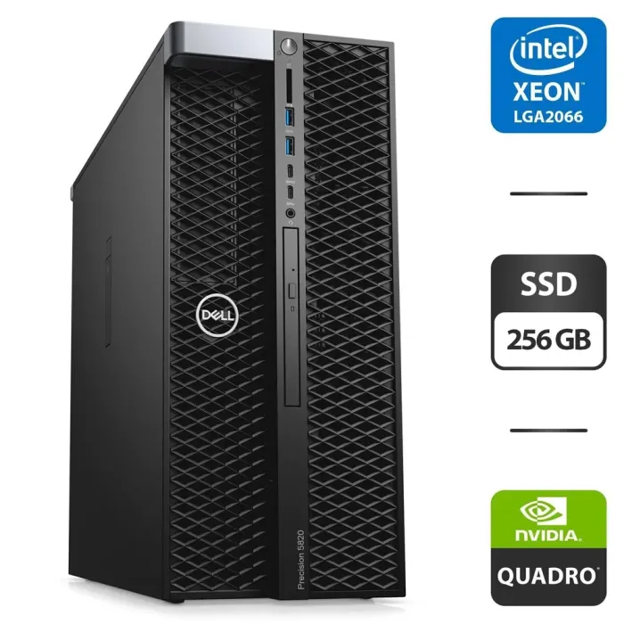 Робоча станція Dell Precision 5820 Tower / Intel Xeon W-2123 (4 (8) ядра по 3.6 - 3.9 GHz) / 32 GB DDR4 / 256 GB SSD / nVidia Quadro P600, 2 GB GDDR5, 128-bit / DVD-ROM б/в - зображення 1
