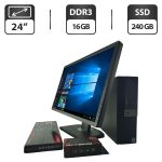 Комплект ПК: комп'ютер Dell OptiPlex 3040 SFF / Intel Core i5-6400 (4 ядра по 2,7 - 3,7 ГГц) / 16 ГБ DDR3 / 240 ГБ SSD / Intel HD Graphics 530 + Монітор 24" (1920x1080) TN  б/в
