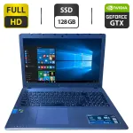 Ноутбук Б-клас Asus F550J / 15.6" (1920x1080) TN / Intel Core i7-4710HQ (4 (8) ядра по 2.5 - 3.5 GHz) / 12 GB DDR3 / 128 GB SSD / nVidia GeForce GTX 850M, 2 GB GDDR3, 128-bit / WebCam / DVD-ROM б/в