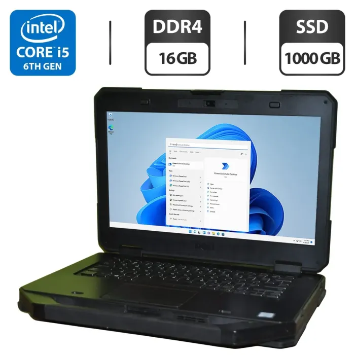 Захищений ноутбук Dell Latitude 5414 Rugged / 14" (1366x768) TN / Intel Core i5-6300U (2 (4) ядра по 2.4 - 3.0 GHz) / 16 GB DDR4 / 1000 GB SSD / Intel HD Graphics 520 / WebCam / Wi-Fi / Bluetooth / Windows 11 Pro б/в - зображення 1