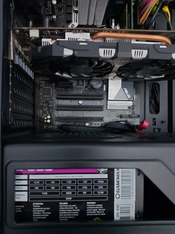 Комплект ПК: GameMax StarLight B-FRGB Black Tower / Intel Core i5-8400 (6 ядер по 2.8 - 4.0 GHz) / 16 GB DDR4 / 480 GB SSD + 500 GB SSD / nVidia P106-100, 6 GB GDDR5, 192-bit / 600W + Монітор LG 24MB37PM-B / 24" (1920x1080) IPS б/в - зображення 6