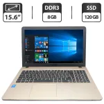 Ноутбук Asus R540L / 15.6" (1366x768) TN / Intel Core i3-4005U (2 (4) ядра по 1.7 GHz) / 8 GB DDR3 / 120 GB SSD / Intel HD Graphics 4400 / WebCam / DVD-ROM б/в