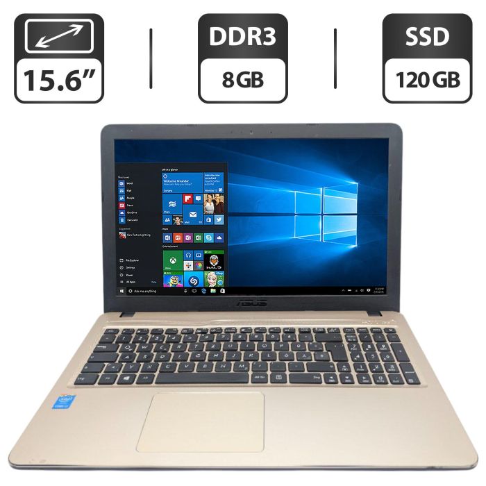 Ноутбук Asus R540L / 15.6" (1366x768) TN / Intel Core i3-4005U (2 (4) ядра по 1.7 GHz) / 8 GB DDR3 / 120 GB SSD / Intel HD Graphics 4400 / WebCam / DVD-ROM б/в - зображення 1