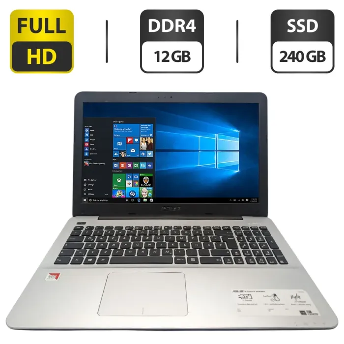 Ноутбук Asus F555Q / 15.6" (1920x1080) TN / AMD A10-9620P (4 ядра по 2.4 - 3.3 GHz) / 12 GB DDR4 / 240 GB SSD / AMD Radeon R5 Graphics / WebCam б/в - зображення 1