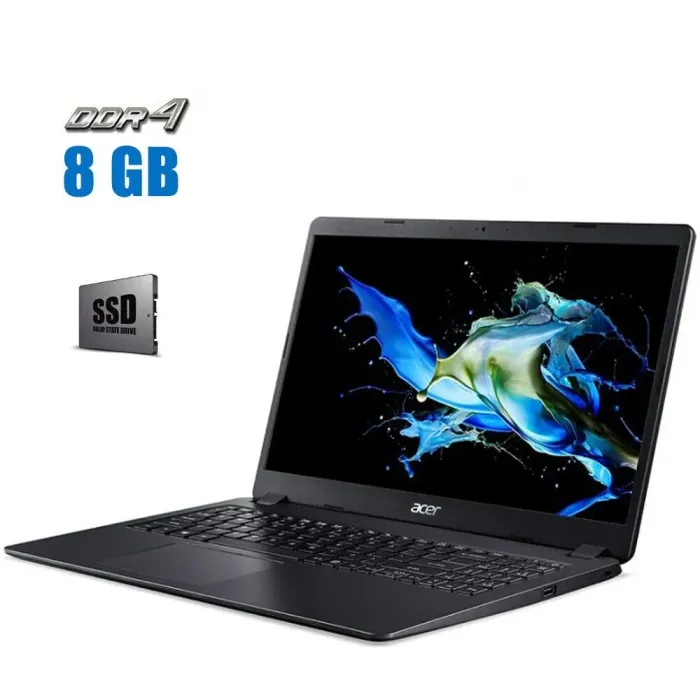 Ноутбук Acer Extensa 15 EX215-52 / 15.6" (1920x1080) TN / Intel Core i3-1005G1 (2 (4) ядра по 1.2 - 3.4 GHz) / 8 GB DDR4 / 250 GB SSD / Intel UHD Graphics / WebCam / АКБ NEW б/в - зображення 1