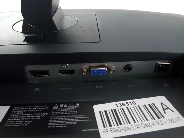 Монітор HP EliteDisplay E240/24" (1920x1080) IPS/HDMI, DP, VGA, USB 3.0/VESA 100x100/Pivot + Кабель живлення б/в - зображення 4