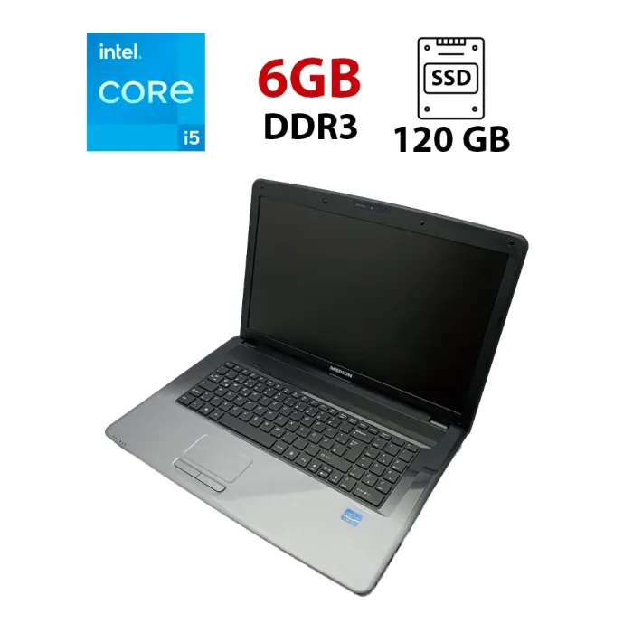 Ноутбук Acer Medion E7222 / 17.3" (1600x900) TN / Intel Core i5-2540M (2 (4) ядра по 2.6 - 3.3 GHz) / 6 GB DDR3 / 120 GB SSD + 500 GB HDD / Intel HD Graphics 3000 / WebCam / АКБ не тримає б/в - зображення 1