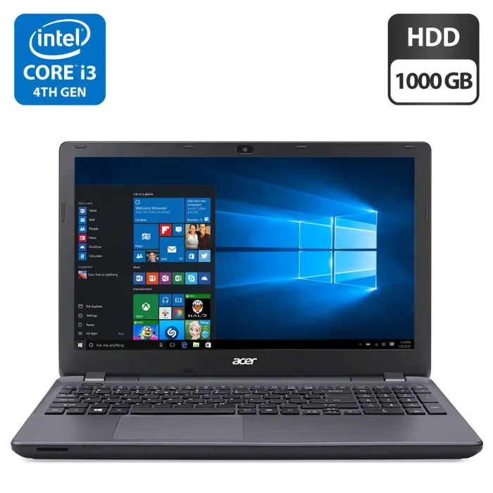 Ноутбук Б-клас Acer Aspire E5-571 / 15.6" (1366x768) TN / Intel Core i3-4030U (2 (4) по 1.9 GHz) / 4 GB DDR3 / 1000 GB HDD / Intel HD Graphics 4400 / WebCam б/в - зображення 1