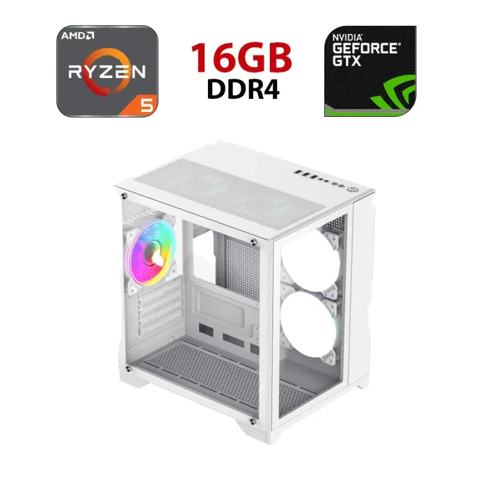 Ігровий ПК Ice Infinity Mini White Tower / AMD Ryzen 5 5500 (6 (12) ядер по 3,6 - 4,2 ГГц) / 16 ГБ DDR4 / 480 ГБ SSD / nVidia GeForce GTX 1070, 8 ГБ GDDR5, 256-біт - зображення 1