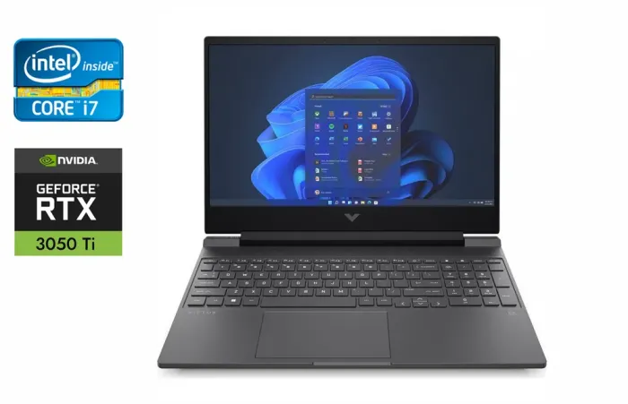 Ігровий ноутбук HP Victus 15-fa0032dx / 15.6" (1920x1080) IPS / Intel Core i7-12650H (10 (16) ядер по 3.5 - 4.7 GHz) / 16 GB DDR4 / 512 GB SSD / nVidia GeForce RTX 3050 Ti, 4 GB GDDR6, 128-bit / WebCam / HDMI б/в - зображення 1