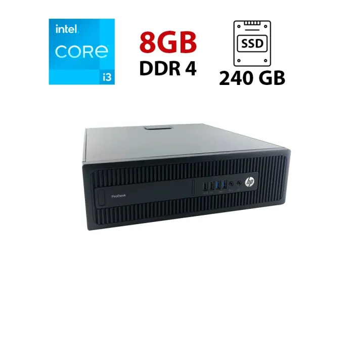 Комп'ютер HP ProDesk 600 G2 SFF / Intel Core i3-6100 (2 (4) ядра по 3.7 GHz) / 8 GB DDR4 / 240 GB SSD / Intel HD Graphics 530 / VGA / DisplayPort б/в - зображення 1
