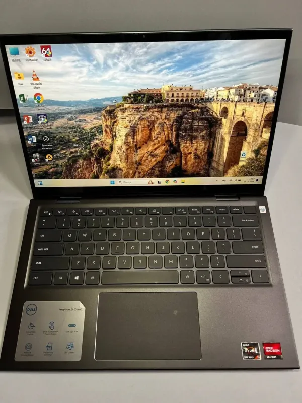 Ноутбук-трансформер Dell Inspiron 7415 2-in-1 / 14" (1920x1080) IPS Touch / AMD Ryzen 5 5500U (6 (12) ядер по 2.1 - 4.0 GHz) / 16 GB DDR4 / 256 GB SSD / AMD Radeon Graphics / WebCam б/в - зображення 2