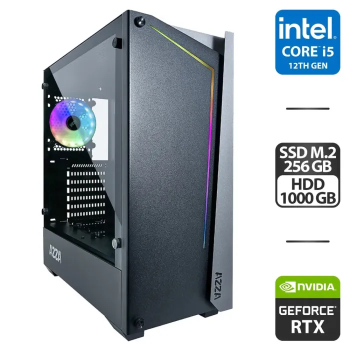 Новий ігровий ПК Azza / Core i5-12400F (6 ядер по 2.5-4.4GHz) / 16GB DDR4 / 256GB SSD M.2 + 1000GB HDD / GeForce RTX 3070, 8GB GDDR6, 192-bit / 750W - зображення 1