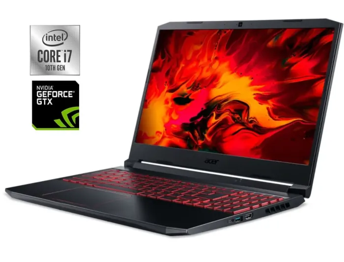 Ігровий ноутбук Acer Nitro 5 AN515-55 / 15.6" (1920x1080) IPS / Intel Core i7-10750H (6 (12) ядер по 2.6 - 5.0 GHz) / 16 GB DDR4 / 512 GB SSD M.2 / nVidia GeForce GTX 1650 Ti, 4 GB GDDR6, 128-bit / WebCam / Win 11 Home б/в - зображення 1