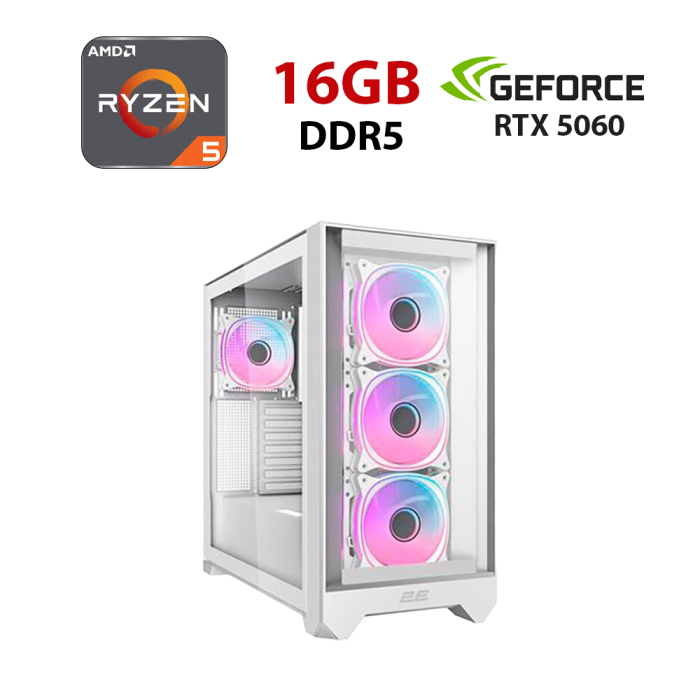 Ігровий ПК Ice Dominator Pro G2302W Tower / AMD Ryzen 5 8400F (6 (12) ядер по 4,2 - 4,7 ГГц) / 16 ГБ DDR5 / 480 ГБ SSD / nVidia GeForce RTX 5060, 8 ГБ GDDR7, 128-bit - зображення 1