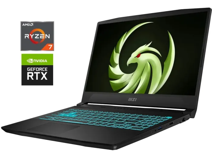 Ігровий ноутбук MSI Bravo 15 C7VFK / 15.6" (1920x1080) IPS / AMD Ryzen 7 7735HS (8 (16) ядер по 3.2 - 4.75 GHz) / 16 GB DDR5 / 1000 GB SSD NVMe / nVidia GeForce RTX 4060, 8 GB GDDR6, 128-bit / WebCam б/в - зображення 1