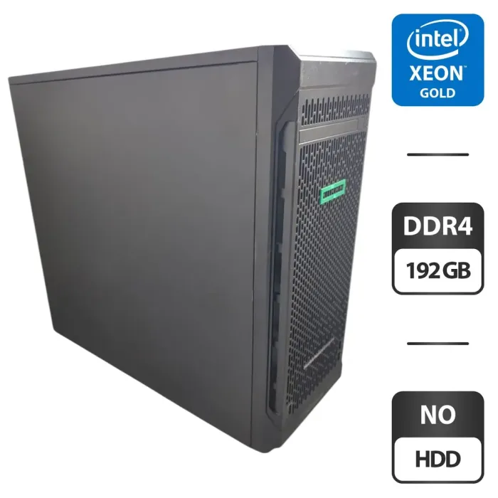 Сервер HP ProLiant ML110 G10 Tower / Intel Xeon Gold 5118 (12 (24) ядер по 2.3 - 3.2 GHz) / 192 GB DDR4 / NO HDD (SATA) 3.5" б/в - зображення 1