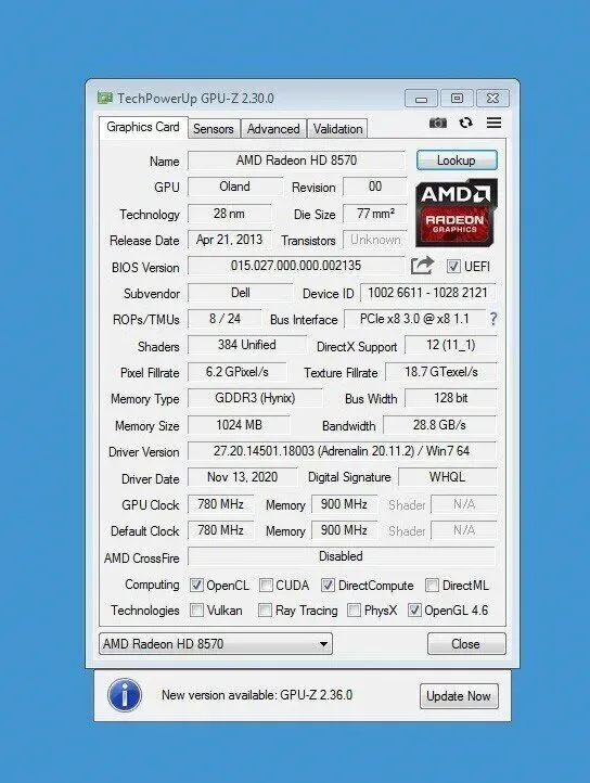 Дискретна відеокарта AMD Radeon HD 8570, 1 GB GDDR3, 128-bit / 1x DVI, 1x DisplayPort / Для корпусів форм-фактора SFF б/в - зображення 5