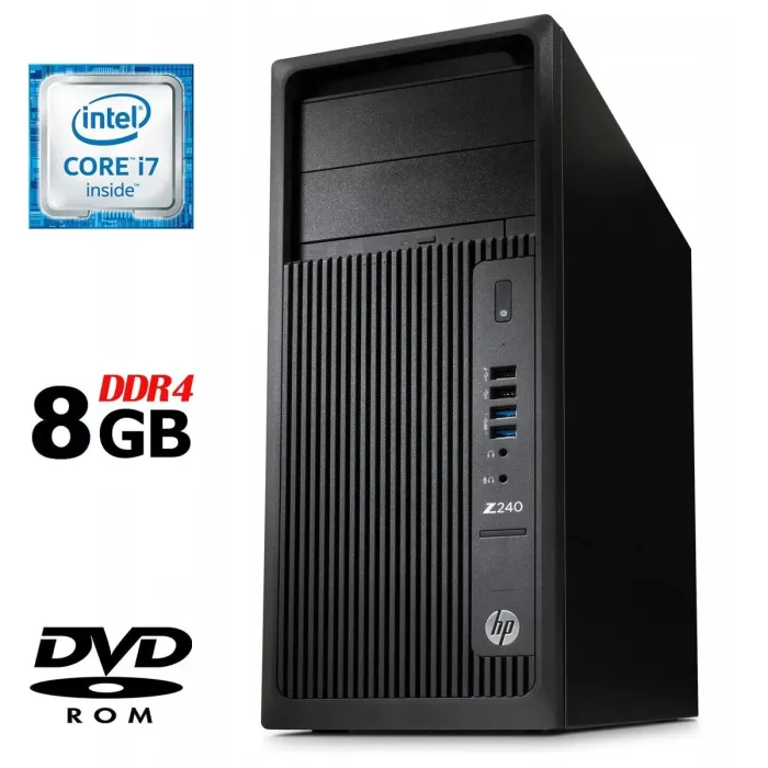 Комп'ютер Б-класу HP Z240 Workstation Tower / Intel Core i7-6700 (4 (8) ядра по 3,4 - 4,0 ГГц) / 8 ГБ DDR4 / без HDD / Intel HD Graphics 530 / 400 Вт / DVD-ROM / DisplayPort б/в - изображение 1
