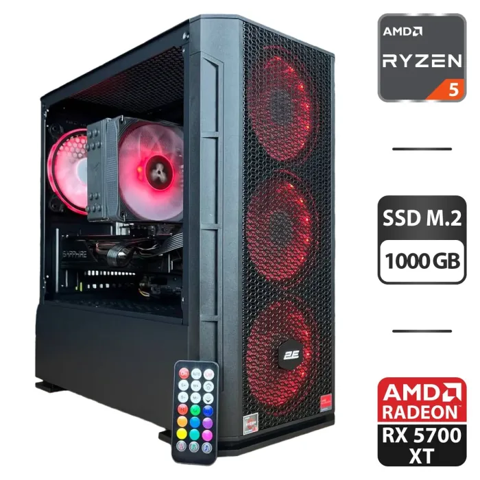 Збірка під замовлення: комп'ютер 2E Gaming PC Case Calleo GB700 Tower / AMD Ryzen 5 7500F (6 (12) ядер по 3.7 - 5.0 GHz) / 16 GB DDR4 / 1000 GB SSD M.2 / AMD Radeon RX 5700 XT, 8 GB GDDR6, 256-bit / 650W б/в - зображення 1