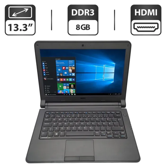 Ноутбук Dell Latitude 3340 / 13.3" (1366x768) TN / Intel Core i3-4030U (2 (4) ядра по 1.90 GHz) / 8 GB DDR3 / 500 GB HDD / Intel HD Graphics 4400 / WebCam б/в - зображення 1