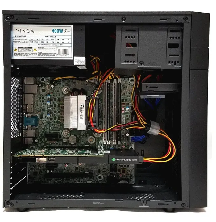 Ігровий ПК Vinga CS112B Tower NEW / Intel Xeon E3-1231 v3 (4 (8) ядра по 3.4 - 3.8 GHz) (аналог i7-4770) / 16 GB DDR3 / 256 GB SSD / nVidia Quadro K4200, 4 GB GDDR5, 256-bit б/в - зображення 4