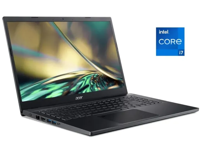 Ноутбук Б-клас Acer Aspire 7 A715-76 / 15.6" (1920x1080) IPS / Intel Core i7-12700H (14 (20) ядер по 3.5 - 4.7 GHz) / 16 GB DDR4 / 512 GB SSD / Intel Iris Xe Graphics / WebCam б/в - зображення 1