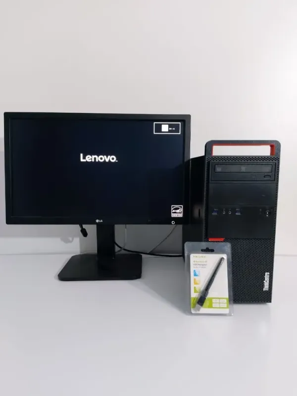 Комплект: Lenovo ThinkCentre M800 Tower / Intel Core i3-6100 (2 (4) ядра по 3.7 GHz) / 16 GB DDR4 / 250 GB SSD + 300 GB SSD / Sapphire Radeon RX 550, 4 GB GDDR5, 128-bit / DVD-ROM + Монітор LG 24MB37PM-B / 24" (1920x1080) IPS б/в - зображення 3