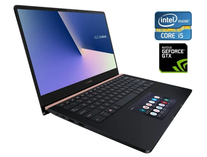 Ігровий ультрабук Б-клас Asus ZenBook Pro 14 UX480F / 14" (1920x1080) IPS / Intel Core i5-8265U (4 (8) ядра по 1.6 - 3.9 GHz) / 8 GB DDR4 / 256 GB SSD / nVidia GeForce GTX 1050 Max-Q, 2 GB GDDR5, 128-bit / WebCam / Win 11 Pro б/в - зображення 1