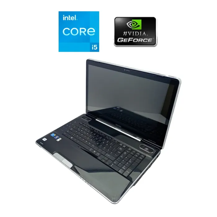 Ноутбук Toshiba Satellite P500 / 18" (1680x945) TN / Intel Core i5-430M (2 (4) ядра по 2.26 - 2.53 GHz) / 8 GB DDR3 / 64 GB SSD + 500 GB HDD / nVidia GeForce GT 330M, 1 GB GDDR3, 128-bit / WebCam / HDMI / АКБ не тримає б/в - зображення 1