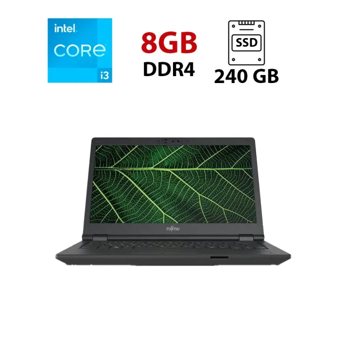 Ноутбук Fujitsu LifeBook E5411 / 14" (1920x1080) IPS / Intel Core i3-1115G4 (2 (4) ядра по 1.7 - 4.1 GHz) / 8 GB DDR4 / 240 GB SSD / Intel UHD Graphics / WebCam б/в - зображення 1