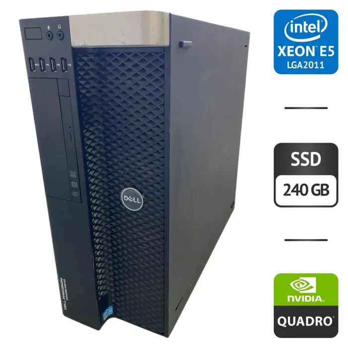 Робоча станція Б-клас Dell Precision T5810 Workstation Tower / Intel Xeon E5-2697 v3 (14 (28) ядер по 2.6 - 3.5 GHz) / 64 GB DDR4 / 240 GB SSD / nVidia Quadro K4200, 4 GB GDDR5, 256-bit / DVD-ROM б/в - зображення 1