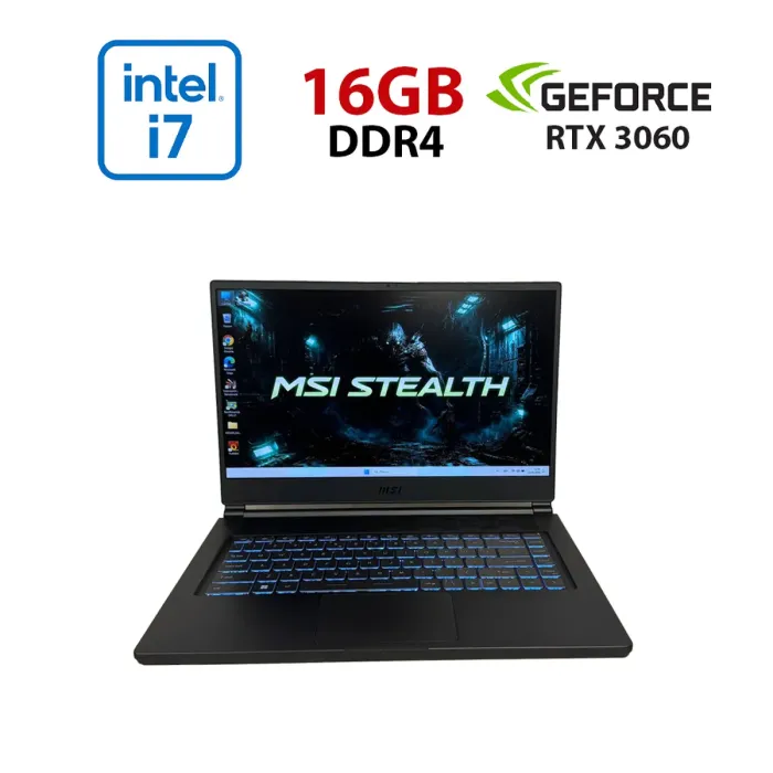 Ігровий ноутбук MSI Stealth 15M A11UEK / 15.6" (1920x1080) IPS / Intel Core i7-11375H (4 (8) ядра по 3.0 - 5.0 GHz) / 16 GB DDR4 / 512 GB SSD / nVidia GeForce RTX 3060, 6 GB GDDR6, 192-bit / WebCam б/в - зображення 1